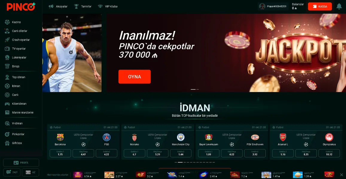 Pinco hesabın doğrulanması və təhlükəsizlik tədbirləri